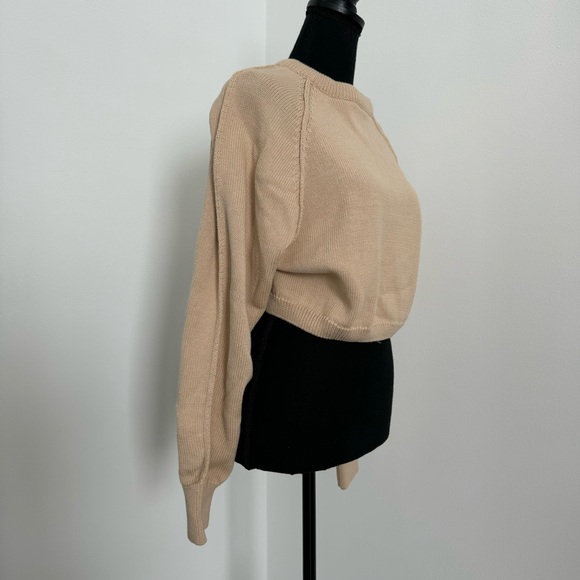 Zara NWT Basic Knit Cropped Sweater Beige - Picture 6 of 13